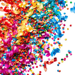 colorful confetti on a white background, perfect for creating a transparent image