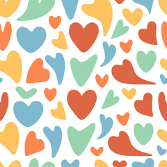 Groovy hearts vector seamless pattern