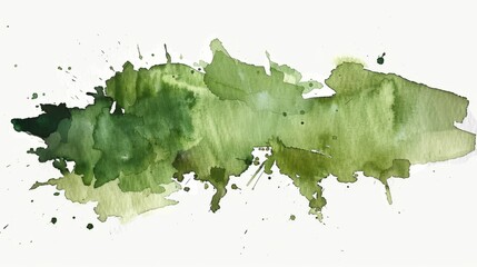 A close-up image of a green watercolor stain on a white background, copy space
