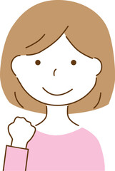 ガッツポーズをする女性のイラスト
