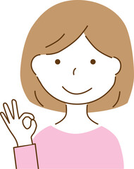 オッケーサインをする女性のイラスト素材
