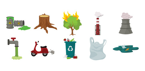 Environmental Pollution Vector Set