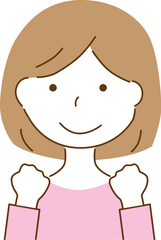 ガッツポーズをする女性のイラスト素材
