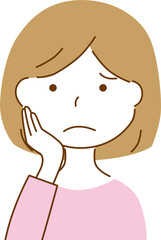 困った表情の女性のベクターイラスト
