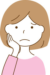 困った表情の女性のベクターイラスト
