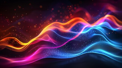 Abstract neon wave, bright and colorful, futuristic design, copy space