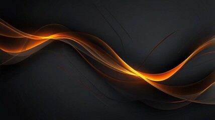 Dark grey black abstract background with Orange glowing lines design Generative Ai.