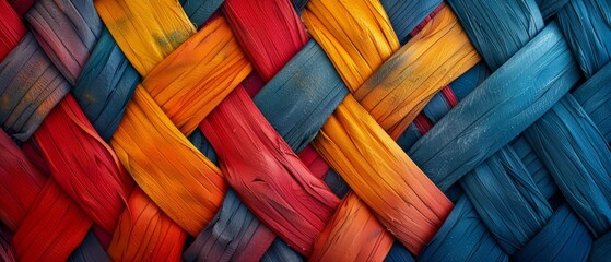 Abstract woven texture, intricate and colorful, artistic design, copy space