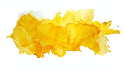 Naklejka premium A close-up image of a yellow watercolor stain on a white background, copy space