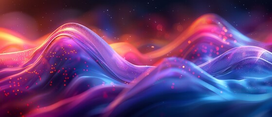 Fototapeta premium Abstract neon wave, bright and colorful, futuristic design, copy space