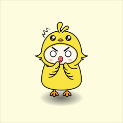  cute baby chick vector design illustration line art. Eps 10