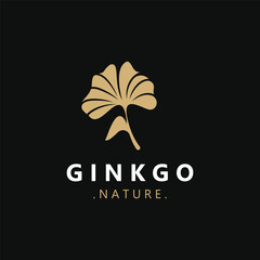 Ginkgo biloba logo nature. Healthy leaf organic used in medicine for disease treatment with line art style design