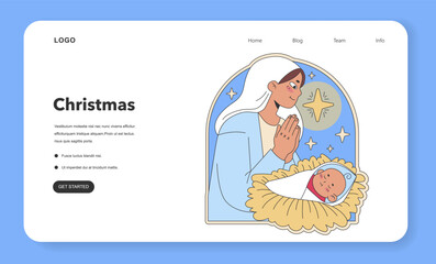 Christmas nativity scene. Flat vector illustration