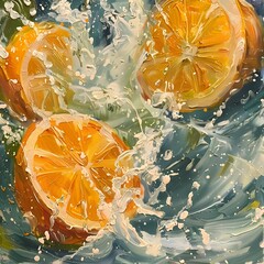 Vibrant Citrus Fruits in Playful Swirling Motion Evoking Energy and Zest