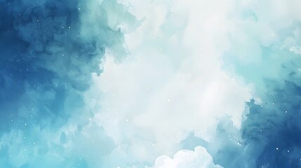 Fototapeta premium Abstract Blue Watercolor Sky With Stars and Galaxy