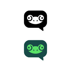 frog chat message logo vector illustration template design