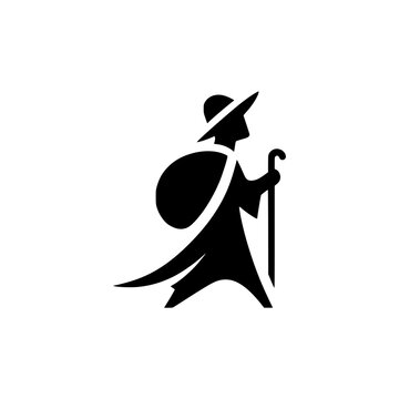 religious pilgrim man pray logo vector illustration template design