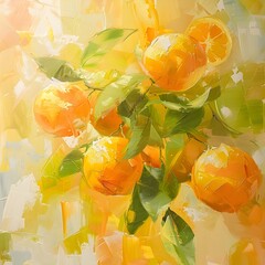 Playful Citrus Twirl Vibrant Oranges and Lemons in Dynamic Motion
