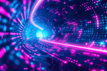 Digital technology metaverse neon blue purple background, cyber information abstract speed connect communication, innovation future meta tech, internet network connection, optical fibers
