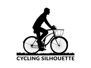 Cycling silhouette. People riding bicycles. Good use for symbols, logos, mascots, icons, signs, webs, or any design you want.