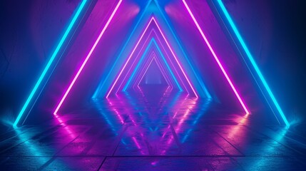 futuristic triangle neon room background