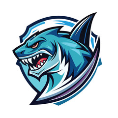 illustration of a fierce esports shark with big waves