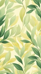 pattern of green leaves on a light yellow background, wallpaper