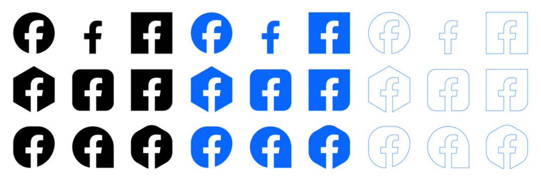  Iconos facebook de redes sociales o logotipos de redes sociales conjunto/colecci&oacute;n de iconos vectoriales planos para aplicaciones y sitios web.