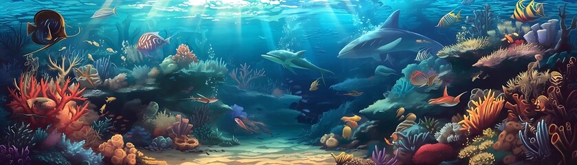 a colorful array of fish swim in a vibrant underwater world