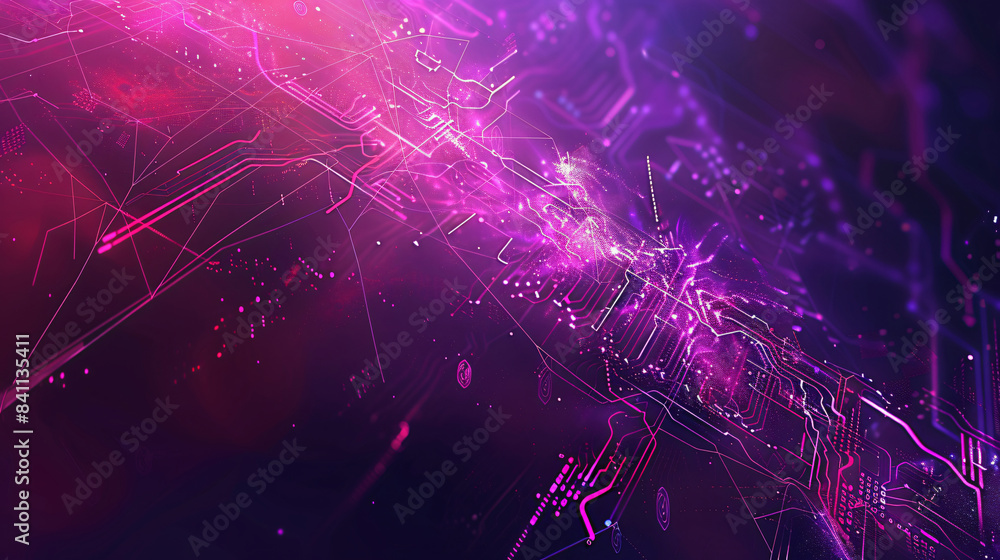 Poster pink and blue abstract circuit board for technology background with copy space text for website