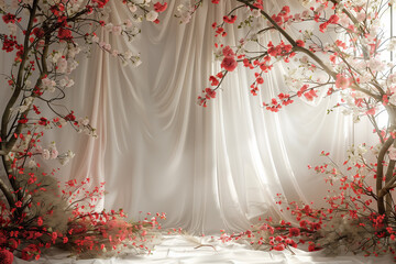 Maternity backdrop, wedding backdrop, photography background with delicate flowers