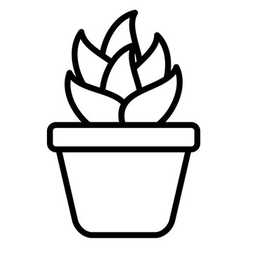 black potted succulent plant outline clip art preview