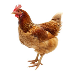 Fototapeta premium A chicken is standing on a white background