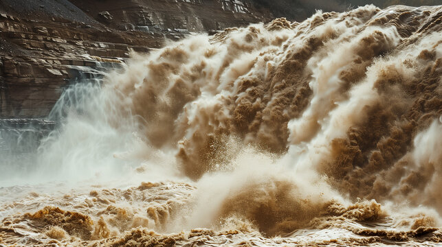 running yellow river waterfalls, waterfall, river, nature, stream, rock, landscape, cascade, stone, flow, rocks, dynamic, big falls, strong