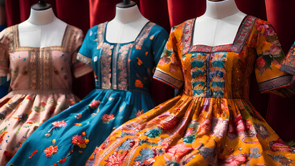 Boutique Blooms - Asian Lawn Delights on Stylish Dress Forms