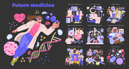 Future Medicine. Flat Vector Illustration