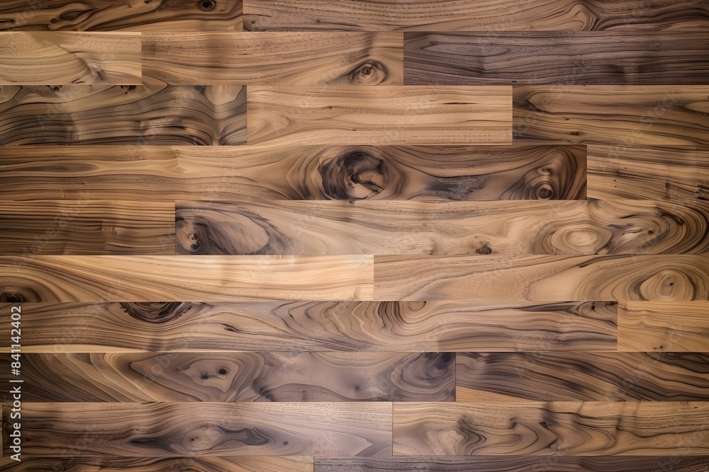 Sticker Overhead View of Beautiful Walnut Wood Flooring