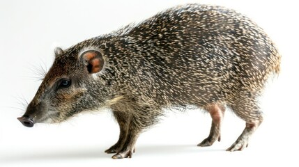 Collared Peccary clearly photo on white background , 