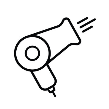recommend clip art: Hairdryer black on white vector line icon