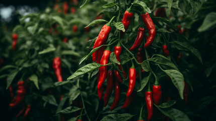 Obraz premium Red hot chili peppers growing