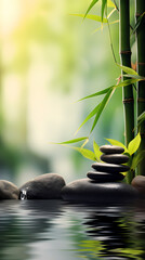 Tranquil spa setting with bamboo and stone