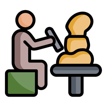 sculptor working on clay sculpture clip art preview