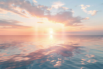 Fototapeta premium A beautiful sunset over the ocean with a reflection of the sun on the water