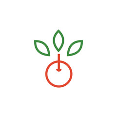 potted flowers vector logo with green and red color