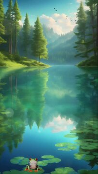 lake in the forest seamless looping animation video