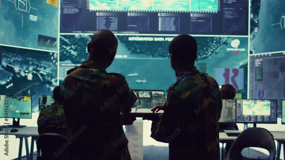 Poster intelligence analysts supervising and coordinating the big data analysis, processing tactical inform