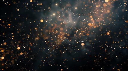 Stunning abstract background with golden sparkles and bokeh lights on a dark backdrop, perfect for festive and celebratory designs.