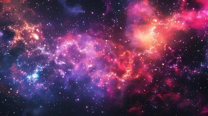 A breathtaking view of a colorful nebula in deep space, showcasing vibrant clouds of gas and dust illuminated by glowing stars.