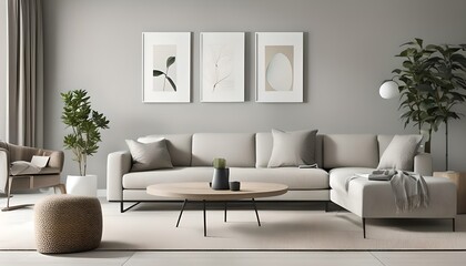 Minimal Style Living Room with Clean Lines and Neutral Tones
