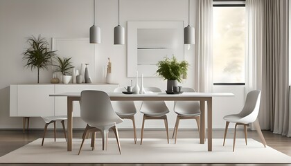Minimal Style Dining Room with Clean Lines and Neutral Tones